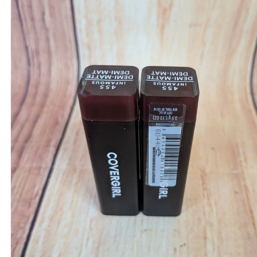 2 Pk Covergirl Demi-Matte Lipstick 455 Infamous 3.5g Each